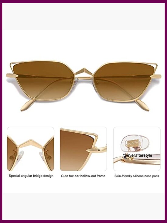 Metal Frame Cateye Sunglasses UV400 Protection Small Fit main image 6